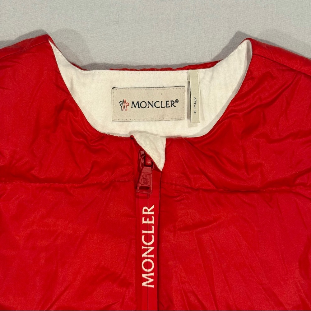 New Moncler Enfant Red Down Dress Jacket Girls 2T Padded Puffer Designer Italy - Picture 2 of 10
